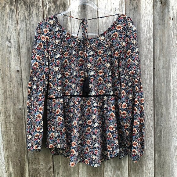 Knox Rose Floral Boho Long Sleeve Blouse Small - Picture 6 of 10